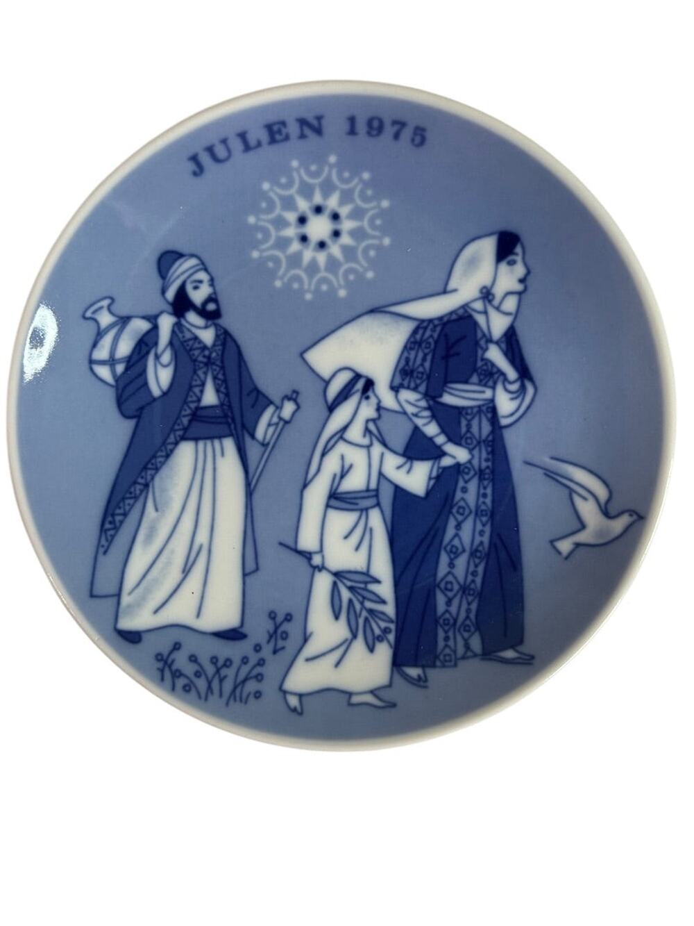Porsgrund Norway Christmas Plate Jesus on road to Temple Julen 1975 Blue 7"